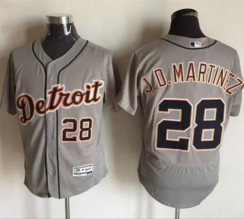 Tigers #28 J. D. Martinez Grey Flexbase Authentic Collection Stitched Jersey