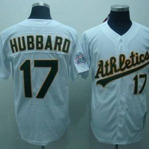 Mitchell And Ness Athletics #17 Gelenn Hubbard Stitched White Throwback Jersey