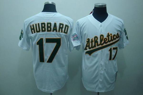 Mitchell And Ness Athletics #17 Gelenn Hubbard Stitched White Throwback Jersey