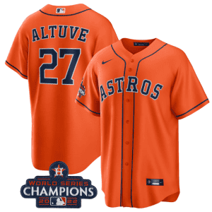Houston Astros #27 Jose Altuve Orange 2022 World Series Champions Stitched Jersey