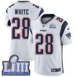 New England Patriots # 28 James White White Super Bowl LIII Vapor Untouchable Limited Stitched Jersey