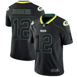 Packers #12 Aaron Rodgers 2018 Lights Out Black Color Rush Limited Stitched Jersey