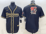 Tampa Bay Buccaneers Black Gold Team Big Logo With Patch Cool Base Stitched Baseball Jersey