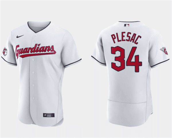 Cleveland Guardians #34 Zach Plesac White Flex Base Stitched Jersey