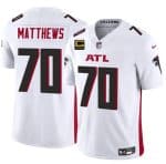 Atlanta Falcons #70 Jake Matthews White 2025 F.U.S.E With 4-Star C Patch Vapor Untouchable Limited Stitched Jersey