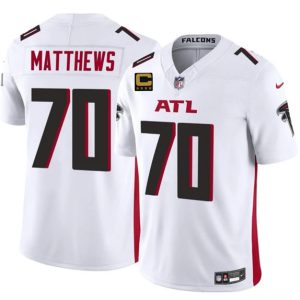 Atlanta Falcons #70 Jake Matthews White 2025 F.U.S.E With 4-Star C Patch Vapor Untouchable Limited Stitched Jersey