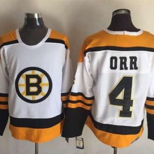 Bruins #4 Bobby Orr Yellow White CCM Throwback Stitched Jersey