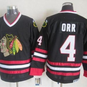Blackhawks #4 Bobby Orr Black CCM Throwback Stitched Jersey