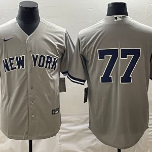 New York Yankees #77 Clint Frazier Gray Cool Base Stitched Jersey