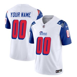 New England Patriots Custom White Blue 2023 F.U.S.E. Throwback Limited Stitched Jersey