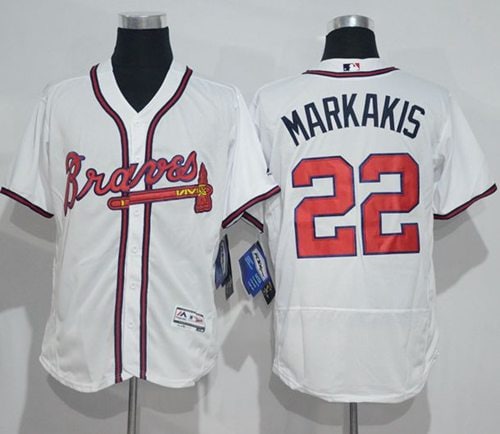 Braves #22 Nick Markakis White Flexbase Authentic Collection Stitched Jersey