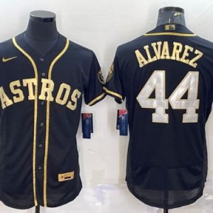 Houston Astros #44 Yordan Alvarez Black Gold Flex Base Stitched Jersey