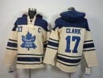 Maple Leafs #17 Wendel Clark Cream Sawyer Hooded Sweatshirt Stitched Jersey