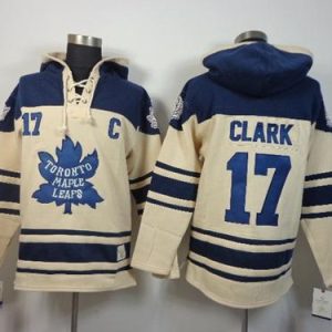 Maple Leafs #17 Wendel Clark Cream Sawyer Hooded Sweatshirt Stitched Jersey