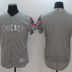 Chicago Cubs Blank Gray World Series Champions Gold Program Flexbase Stitched Jersey