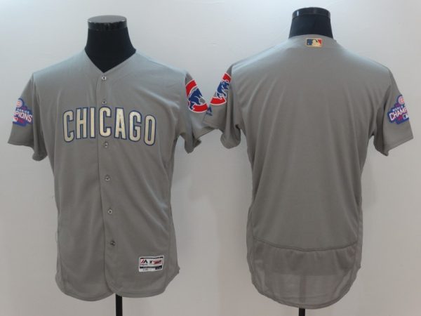 Chicago Cubs Blank Gray World Series Champions Gold Program Flexbase Stitched Jersey