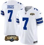 Dallas Cowboys #7 Trevon Diggs White 2023 F.U.S.E. NFC East Champions Patch Stitched Jersey
