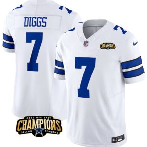 Dallas Cowboys #7 Trevon Diggs White 2023 F.U.S.E. NFC East Champions Patch Stitched Jersey