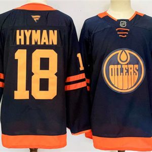 Edmonton Oilers #18 Zach Hyman Navy 2024-25 Stitched Jersey