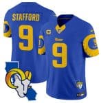 Los Angeles Rams #9 Matthew Stafford Royal 2025 4-Star C Patch F.U.S.E. V2 Limited Stitched Jersey