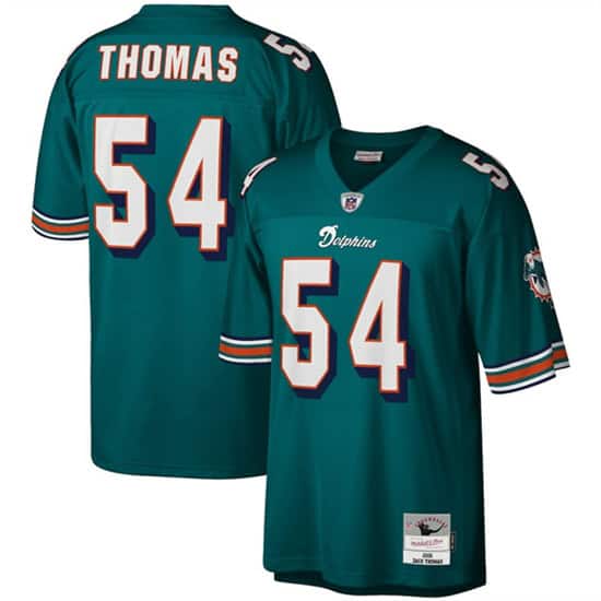 Dolphins #54 Zach Thomas Aqua Stitched Jerseys