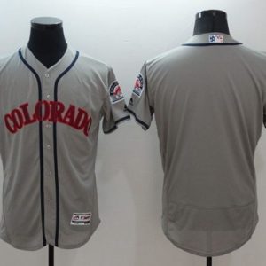 Rockies Blank Grey Fashion Stars Stripes Flexbase Authentic Stitched Jersey