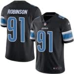 Lions #91 A'Shawn Robinson Black Stitched Limited Rush Nike Jersey