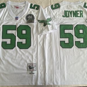 Philadelphia Eagles #59 Seth Joyner White Throwback Stitched Football Jersey