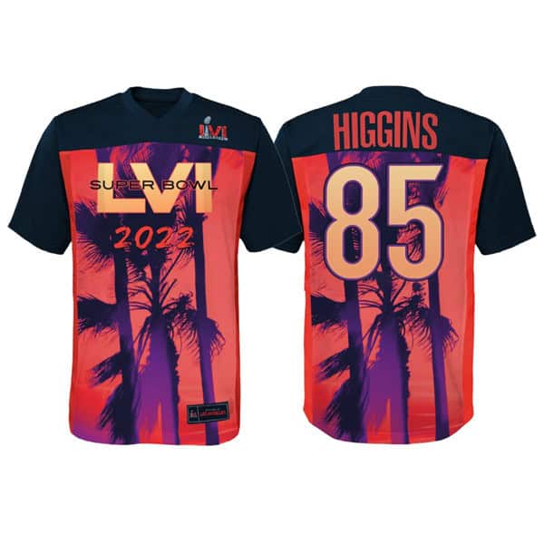 Cincinnati Bengals #85 Tee Higgins Super Bowl LVI Red Black Stitched Jersey