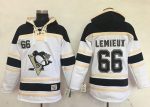 Penguins #66 Mario Lemieux White Sawyer Hooded Sweatshirt Stitched Jersey