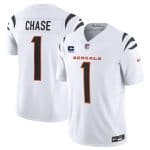 Cincinnati Bengals #1 Ja'Marr Chase White 2025 F.U.S.E. With 1-Star C Patch Vapor Untouchable Limited Stitched Jersey