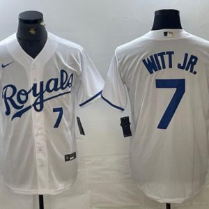 Kansas City Royals #7 Bobby Witt Jr. White Cool Base Stitched Jersey
