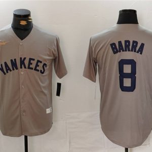 New York Yankees #8 Barra Gray Cool Base Stitched Jersey