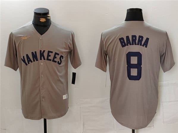 New York Yankees #8 Barra Gray Cool Base Stitched Jersey