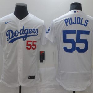 Los Angeles Dodgers #55 Albert Pujols White Flex Base Sttiched Jersey
