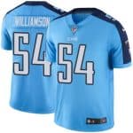 Titans #54 Avery Williamson Light Blue Stitched Limited Rush Nike Jersey