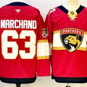 Florida Panthers #63 Brad Marchand Red 2024-25 Home Stitched Jersey