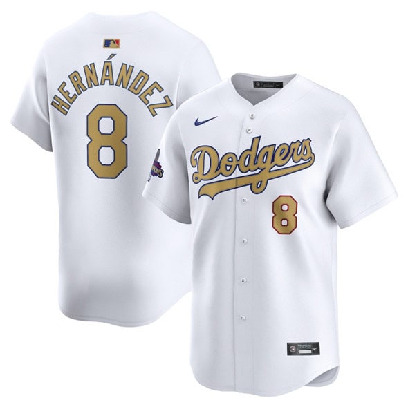 Los Angeles Dodgers #8 Enrique Hernandez White 2025 Gold Collection Limited Stitched Jersey