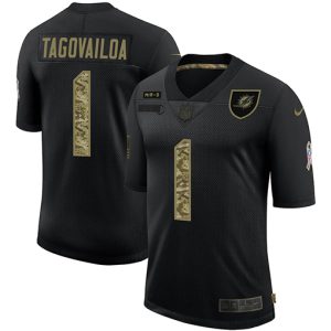 Miami Dolphins #1 Tua Tagovailoa 2020 Black Camo Salute To Service Limited Stitched Jersey