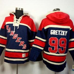 Rangers #99 Wayne Gretzky Navy Blue Sawyer Hooded Sweatshirt Stitched Jersey