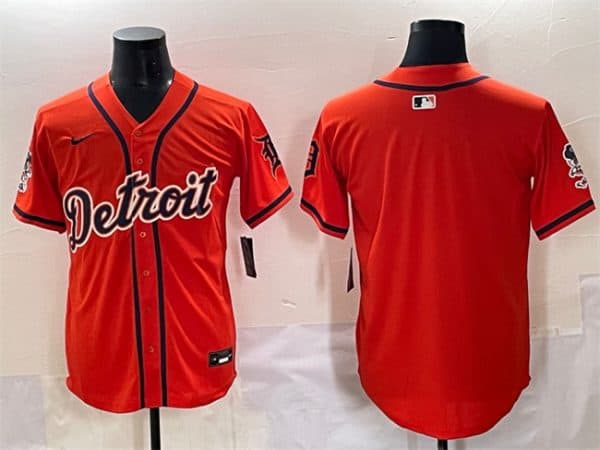 Detroit Tigers Blank Orange With Patch Vapor Premier Limited Stitched Jersey