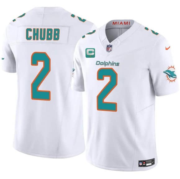 Miami Dolphins #2 Bradley Chubb White 2025 F.U.S.E. With 1-Star C Patch Vapor Limited Stitched Jersey