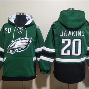 Philadelphia Eagles #20 Brian Dawkins Green Ageless Must-Have Lace-Up Pullover Hoodie