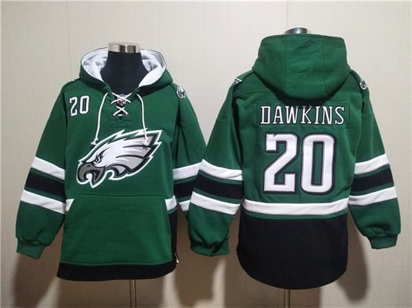 Philadelphia Eagles #20 Brian Dawkins Green Ageless Must-Have Lace-Up Pullover Hoodie