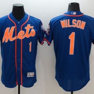 Mets #1 Mookie Wilson Blue Flexbase Authentic Collection Stitched Jersey