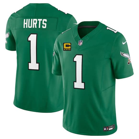Philadelphia Eagles #1 Jalen Jurts Kelly Green 2025 F.U.S.E. With 4-Star C Patch Vapor Untouchable Limited Stitched Jersey