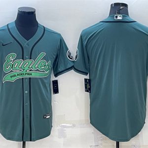 Philadelphia Eagles Blank Green With Patch Cool Base Stitched Baseball Jersey