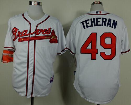 Braves #49 Julio Teheran White Cool Base Stitched Jersey