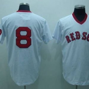 Mitchell And Ness Red Sox #8 Carl Yastrzemski Stitched White Throwback Jersey