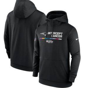 New England Patriots 2022 Black Crucial Catch Therma Performance Pullover Hoodie